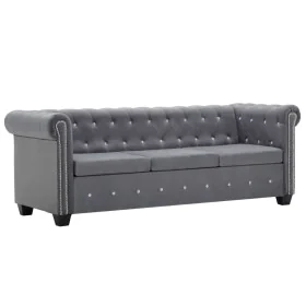 Sofá chesterfield de 3 plazas de terciopelo 199x75x72 cm gris by , Sofas - Ref: Foro24-247144, Price: 692,27 €, Discount: %
