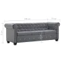 Sofá chesterfield de 3 plazas de terciopelo 199x75x72 cm gris by , Sofas - Ref: Foro24-247144, Price: 692,27 €, Discount: %