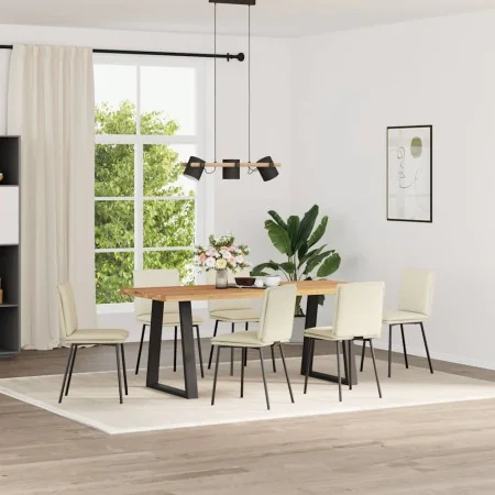 Sillas de comedor 6 unidades de terciopelo crema de , Sillas de comedor - Ref: Foro24-3315623, Precio: 263,89 €, Descuento: %