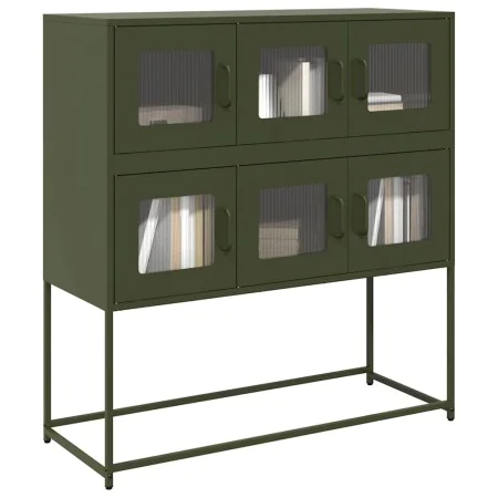 Aparador de acero laminado en frío verde oliva 100,5x39x107 cm de , Aparadores - Ref: Foro24-853426, Precio: 137,11 €, Descue...