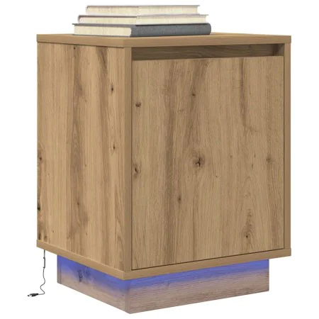 Mesilla de noche con luces LED roble artesanal 38x34x50 cm by , Nightstands - Ref: Foro24-861281, Price: 46,92 €, Discount: %