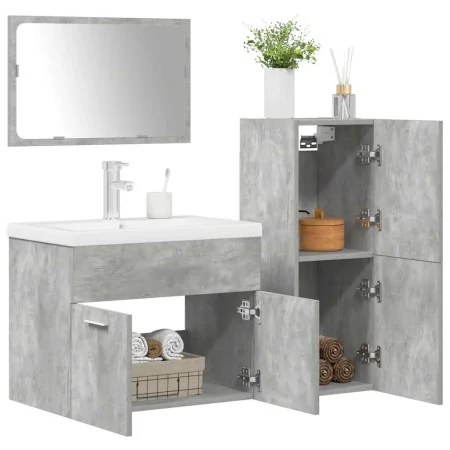 Juego muebles de baño 4 pzas madera contrachapada gris hormigón von , Badezimmermöbel - Ref: Foro24-3324902, Preis: 244,82 €,...