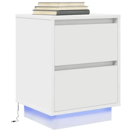 Mesilla de noche con luces LED blanca 38x34x50 cm by , Nightstands - Ref: Foro24-861283, Price: 57,67 €, Discount: %