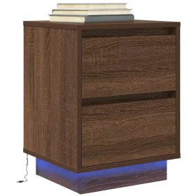 Mesilla de noche con luces LED roble marrón 38x34x50 cm von , Nachttische - Ref: Foro24-861295, Preis: 58,25 €, Rabatt: %