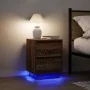 Mesilla de noche con luces LED roble marrón 38x34x50 cm de , Mesitas de noche - Ref: Foro24-861295, Precio: 58,24 €, Descuent...