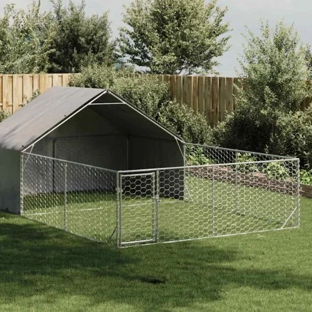Caseta perros exterior con corral 6x3x1,9 m acero galvanizado by , Dog kennels - Ref: Foro24-3329242, Price: 260,76 €, Discou...
