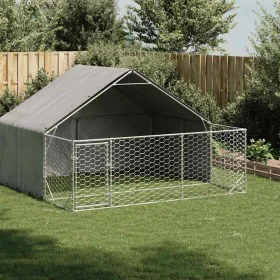 Caseta perros exterior con corral 3x3x1,9 m acero galvanizado von , Hundehütten - Ref: Foro24-3329240, Preis: 207,19 €, Rabat...