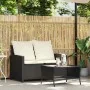 Sofá jardín de 2 plazas con cojín y mesa ratán sintético negro de , Sofás de exterior - Ref: Foro24-4103845, Precio: 217,91 €...