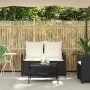 Sofá jardín de 2 plazas con cojín y mesa ratán sintético negro de , Sofás de exterior - Ref: Foro24-4103845, Precio: 217,91 €...