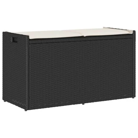 Banco de almacenaje con cojín ratán sintético negro 100 cm de , Bancos de jardín - Ref: Foro24-4104060, Precio: 141,17 €, Des...