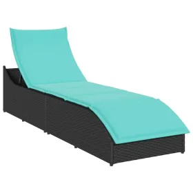 Tumbona plegable con cojín y espacio ratán sintético negro by , Loungers - Ref: Foro24-4104228, Price: 247,76 €, Discount: %