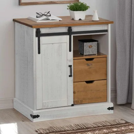 Aparador HALDEN con puerta corredera blanco 80x40x80 cm de , Aparadores - Ref: Foro24-4018418, Precio: 202,66 €, Descuento: %