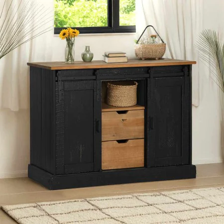 Aparador HALDEN 2 puertas correderas negro 112x40x80 cm by , Sideboards - Ref: Foro24-4018432, Price: 274,59 €, Discount: %