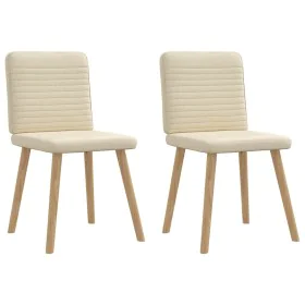Sillas de comedor 2 unidades tela color crema de , Sillas de comedor - Ref: Foro24-4101151, Precio: 103,24 €, Descuento: %