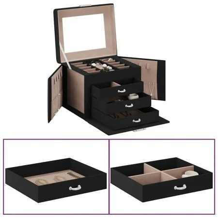 Joyero de 4 niveles con espejo y cerradura 22,5x17,5x16,5 cm by , Jewelry stands - Ref: Foro24-4103561, Price: 35,16 €, Disco...