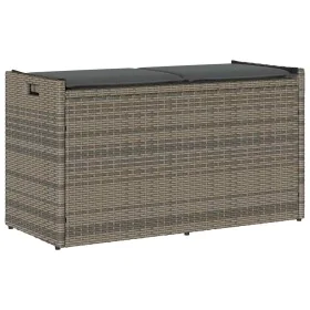 Banco de almacenaje con cojín gris 100 cm ratán sintético by , garden benches - Ref: Foro24-4104062, Price: 133,66 €, Discoun...