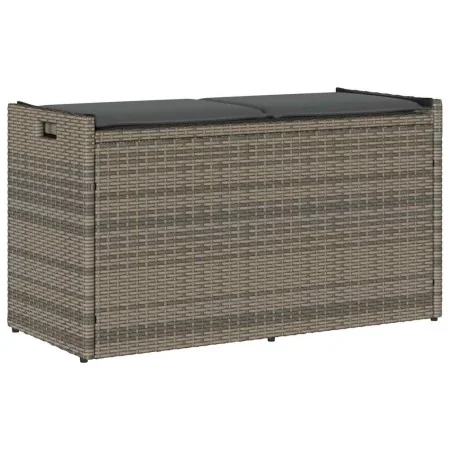 Banco de almacenaje con cojín gris 100 cm ratán sintético by , garden benches - Ref: Foro24-4104062, Price: 133,66 €, Discoun...