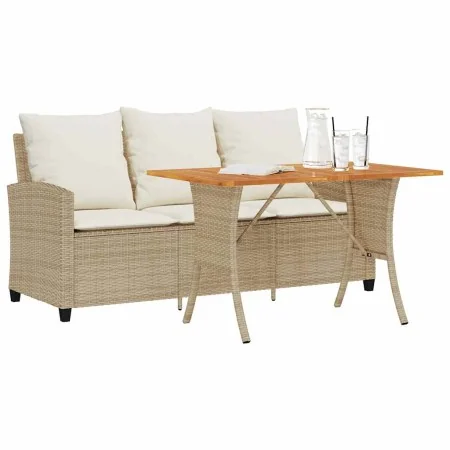Sofá jardín de 3 plazas con cojín y mesa beige ratán sintético von , Outdoor-Sofas - Ref: Foro24-4103858, Preis: 281,05 €, Ra...