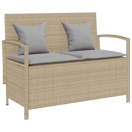 Banco de jardín con almacenaje y cojín beige ratán sintético von , Gartenbänke - Ref: Foro24-4104214, Preis: 232,38 €, Rabatt: %