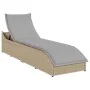 Tumbona plegable con cojín y espacio beige ratán sintético de , Tumbonas - Ref: Foro24-4104223, Precio: 247,76 €, Descuento: %