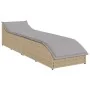 Tumbona plegable con cojín y espacio beige ratán sintético de , Tumbonas - Ref: Foro24-4104223, Precio: 247,76 €, Descuento: %