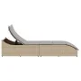 Tumbona plegable con cojín y espacio beige ratán sintético de , Tumbonas - Ref: Foro24-4104223, Precio: 247,76 €, Descuento: %