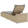 Tumbona plegable con cojín y espacio beige ratán sintético de , Tumbonas - Ref: Foro24-4104223, Precio: 247,76 €, Descuento: %