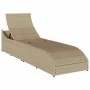 Tumbona plegable con cojín y espacio beige ratán sintético de , Tumbonas - Ref: Foro24-4104223, Precio: 247,76 €, Descuento: %