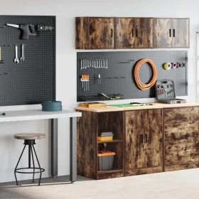 Armarios 2 uds para garaje madera ingeniería roble ahumado by , Armarios industriales - Ref: Foro24-3328273, Price: 79,74 €, ...
