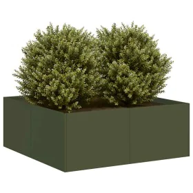 Jardinera acero verde oliva 80x80x30 cm von , Töpfe und Pflanzgefäße - Ref: Foro24-860804, Preis: 58,03 €, Rabatt: %