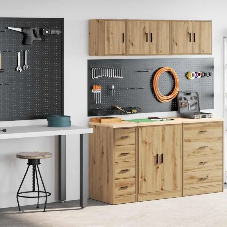 Armarios 2 uds para garaje madera ingeniería artesanal roble by , Armarios industriales - Ref: Foro24-3328322, Price: 89,93 €...
