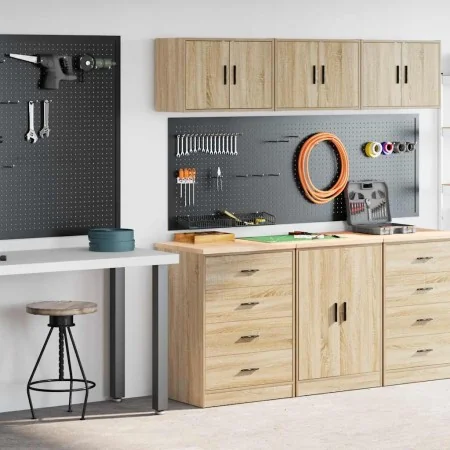 Armarios 2 uds para garaje madera de ingeniería roble sonoma by , Armarios industriales - Ref: Foro24-3328334, Price: 130,81 ...