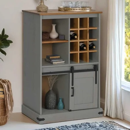 Vinoteca HALDEN con botelleros y puerta corredera gris pino by , Wine and liquor cabinets - Ref: Foro24-4018447, Price: 255,2...
