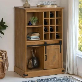 Vinoteca HALDEN con botelleros y puerta corredera de pino by , Wine and liquor cabinets - Ref: Foro24-4018445, Price: 255,75 ...