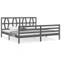 Grauer Massivholzbettrahmen mit Kopfteil 200x200 cm von vidaXL, Betten und Lattenroste - Ref: Foro24-3194398, Preis: 172,06 €...