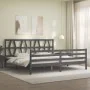 Grauer Massivholzbettrahmen mit Kopfteil 200x200 cm von vidaXL, Betten und Lattenroste - Ref: Foro24-3194398, Preis: 172,06 €...