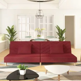 Sofá cama de 2 plazas con dos almohadas tela color vino by , Sofas - Ref: Foro24-375896, Price: 241,19 €, Discount: %