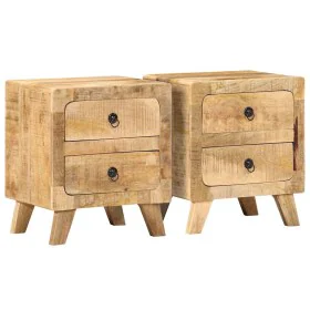Mesilla de noche 2 uds 40x32x46 cm madera mango rugosa by , Nightstands - Ref: Foro24-4104512, Price: 228,68 €, Discount: %