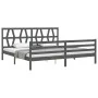 Grauer Massivholzbettrahmen mit Kopfteil 200x200 cm von vidaXL, Betten und Lattenroste - Ref: Foro24-3194398, Preis: 172,06 €...
