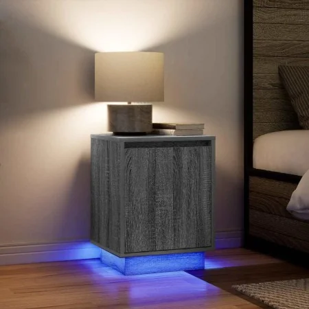 Mesillas de noche con luces LED 2 uds gris sonoma 38x34x50 cm de , Mesitas de noche - Ref: Foro24-861276, Precio: 85,18 €, De...