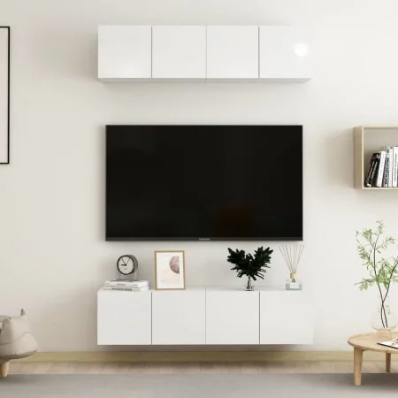 Muebles de salón TV 4 pzas madera ingeniería gris brillo von , TV-Möbel - Ref: Foro24-3079269, Preis: 164,14 €, Rabatt: %