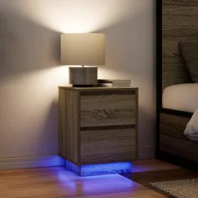 Mesillas de noche con luces LED 2 uds roble sonoma 38x34x50 cm by , Nightstands - Ref: Foro24-861288, Price: 100,62 €, Discou...
