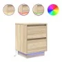 Mesillas de noche con luces LED 2 uds roble sonoma 38x34x50 cm de , Mesitas de noche - Ref: Foro24-861288, Precio: 100,62 €, ...