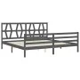 Grauer Massivholzbettrahmen mit Kopfteil 200x200 cm von vidaXL, Betten und Lattenroste - Ref: Foro24-3194398, Preis: 172,06 €...