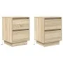 Mesillas de noche con luces LED 2 uds roble sonoma 38x34x50 cm de , Mesitas de noche - Ref: Foro24-861288, Precio: 100,62 €, ...