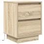 Mesillas de noche con luces LED 2 uds roble sonoma 38x34x50 cm de , Mesitas de noche - Ref: Foro24-861288, Precio: 100,62 €, ...
