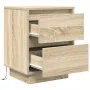 Mesillas de noche con luces LED 2 uds roble sonoma 38x34x50 cm de , Mesitas de noche - Ref: Foro24-861288, Precio: 100,62 €, ...