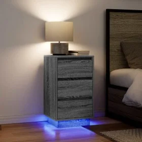 Mesilla de noche con luces LED sonoma gris 38x34x65 cm by , Nightstands - Ref: Foro24-861306, Price: 80,17 €, Discount: %