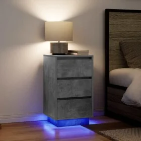 Mesilla de noche con luces LED gris hormigón 38x34x65 cm by , Nightstands - Ref: Foro24-861304, Price: 77,62 €, Discount: %