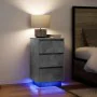 Mesilla de noche con luces LED gris hormigón 38x34x65 cm by , Nightstands - Ref: Foro24-861304, Price: 77,62 €, Discount: %